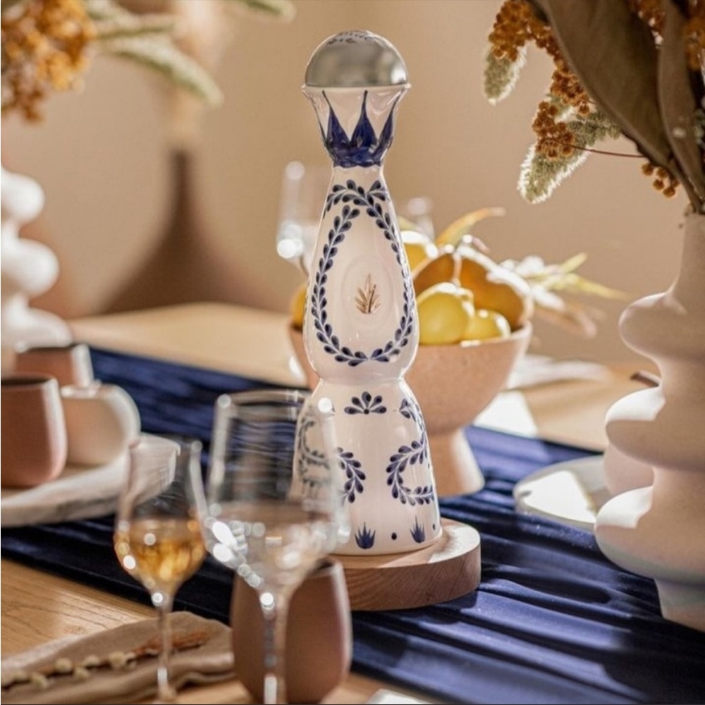 RARE 1.75 Liters CLASE AZUL Reposado Tequila, White-Blue, “Empty Bottle”